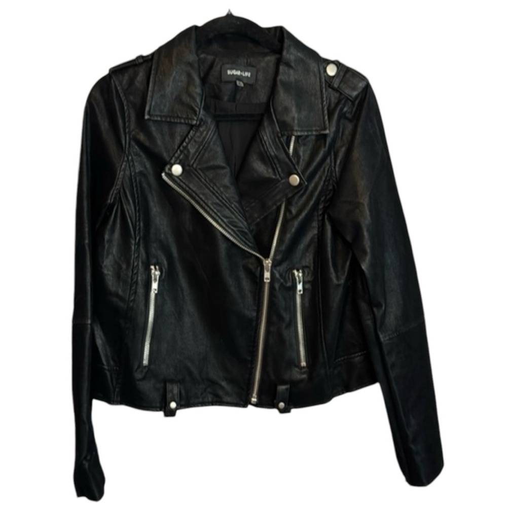 Sugarlips‎ Black Faux Suede Moto Style Jacket in Size M